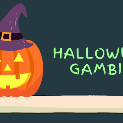 Pumpkin with a witch hat and text that reads: Halloween Gambit